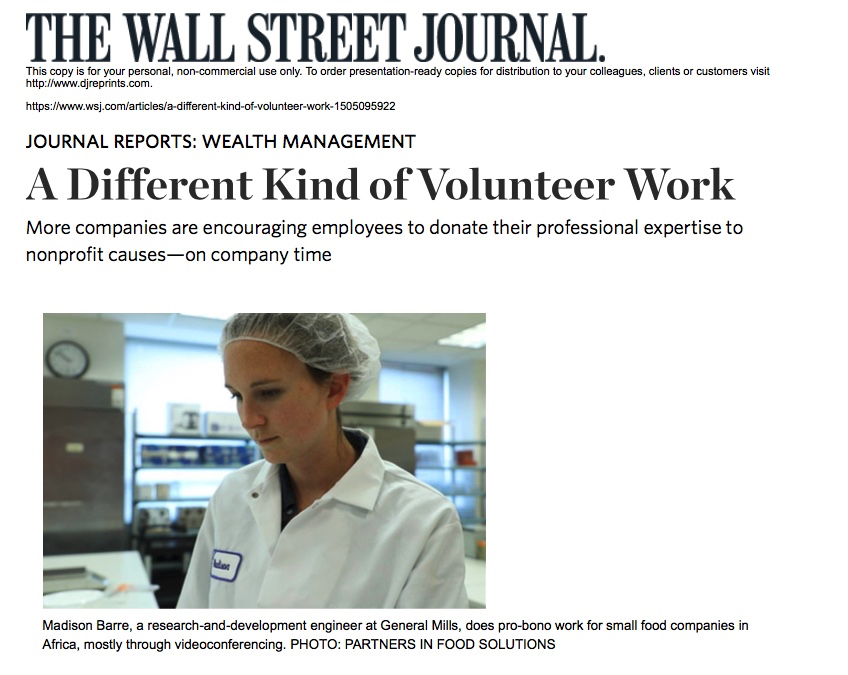 screen grab of wall street journal article